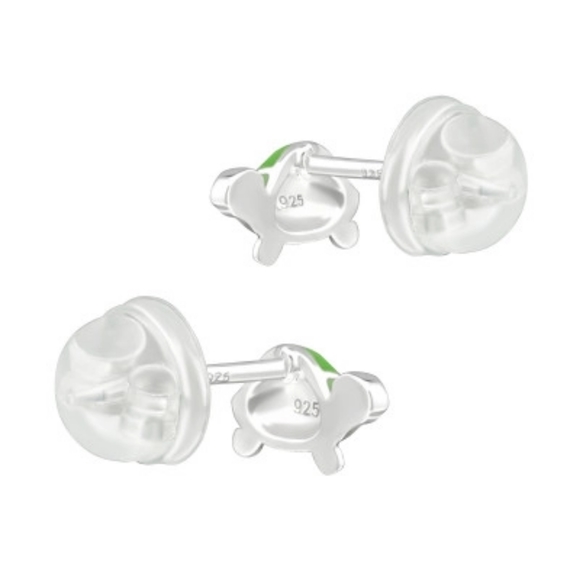 Children's Silver Turtle Ear Studs - Picture 2 of 2